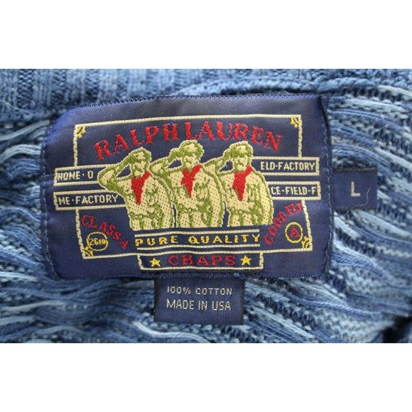 VTG Chaps Ralph Lauren Crewneck 3-D Textured Cotton Sweater MENS LARGE USA - Picture 3 of 4